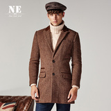 NE伯爵卓尔冬季新品 中长款呢大衣男  复古西装毛呢大衣英伦外套