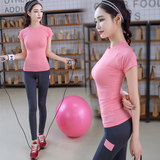 春夏瑜伽健身服套装女韩版修身显瘦健身房跑步速干短袖运动瑜伽服