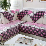 法兰绒防滑沙发垫布艺时尚秋冬季组合沙发巾套罩坐垫卡通粉色
