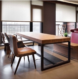 美式铁艺餐桌现代简约 办公桌实木餐桌椅组合长方形咖啡厅桌椅