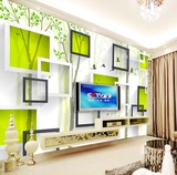 现代无缝3D 5D立体装饰抽象绿树壁画壁纸墙纸客厅电视背景墙包