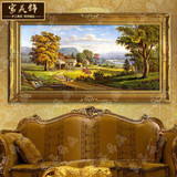 美式简约客厅装饰画纯手绘现代乡村风景油画单幅立体沙发背景挂画