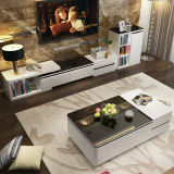 新款客厅家具 现代简约宜家烤漆可伸缩电视柜茶几组合 创意地柜