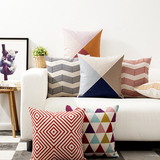 抽象几何彩色线条北欧现代三角可爱儿童房沙发靠垫套透气棉麻抱枕