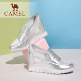 Camel骆驼女鞋 简约舒适  圆头坡跟内增高单鞋纳帕牛皮网状深口鞋
