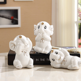 三小象陶瓷摆件办公室桌面大象装饰品家居工艺品礼品创意摆设可爱