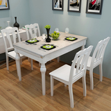 大理石餐桌椅组合 现代简约钢化玻璃餐桌子 小户型全实木6人饭桌