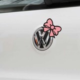 粉色蝴蝶结汽车装饰车贴个性整车随意划痕贴可爱大众标志车标改装