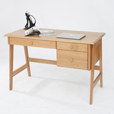 易成长白橡木儿童书桌三抽北欧风格学习桌全实木写字桌台办公桌