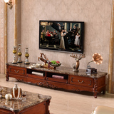 欧式大理石电视柜组合客厅茶几实木雕花简约原木复古小户型地柜