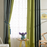 简约现代高档定制遮光客厅卧室棉麻亚麻加厚创意拼接窗帘布料成品