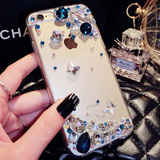 iPhone6plus手机壳苹果6S奢华水钻透明镶钻5s防摔硅胶套带钻潮女