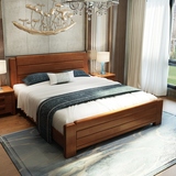 日翔家具 中式实木床 双人床1.5 1.8M 高箱储物床 松木床板