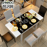 梵洛柯 新款实木伸缩高档烤漆餐桌椅组合 餐桌椅套装餐台五包