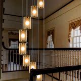 楼梯吊灯复式别墅旋转楼梯间长吊灯欧式全铜灯吧台客厅饭厅餐厅灯