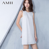 Amii[极简主义]2016夏新品背心短款直筒连衣裙休闲短裙女修身显瘦