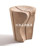 美式创意个性凳子/设计师实木凳/流线形原木纯手工雕刻坐凳沙发凳
