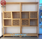 新中式禅意书架茶室茶水柜老榆木免漆家具现代简约展示架书柜组合