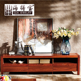 海得宝中式框架实木电视柜组合 现代简约小户型客厅地柜紫檀木色