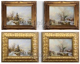 瑞杰 手绘油画欧式风景板画餐厅装饰画二拼套雪景风景版画051