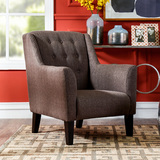 [W]现代美式简约家具客厅布艺单人沙发玛奈咖啡色单人沙发椅