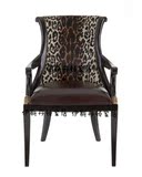 新古典实木单人沙发椅老虎椅/美式欧式豹纹布艺个性定制沙发椅