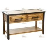 美式乡村铁艺复古实木餐桌北欧卧室书桌家具餐桌办公桌椅简易桌子
