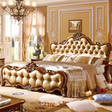 包邮实木床美式床 高箱储物床美式双人床红色深色家具1.5米1.8米