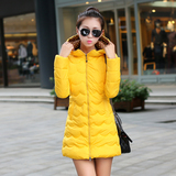 2015冬装新款修身加厚羽绒棉服连帽外套韩版学生女装中长款棉衣女