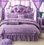韩式宫廷 四件套 床罩式全棉提花 紫色床上用品 新款家纺促销