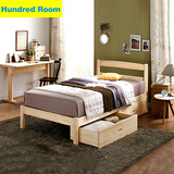 小户型卧室松木双人储物高箱床1.5 1.8m 简约现代实木床定制家具
