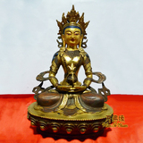 藏传密宗国产仿尼泊尔纯铜佛像 半鎏金长寿佛 无量寿佛 7寸22厘米