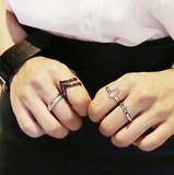韩国进口饰品 十字架几何图形镶钻 时尚百搭新品女七件套戒指指环