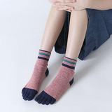 五指袜子全纯棉女士保暖女款五指分趾袜中筒袜秋冬袜 优质舒适