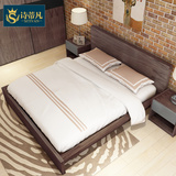 宜家北欧风格卧室家具 现代简约1.8米床日式卧室胡桃木双人床