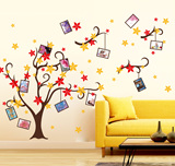 客厅走廊大型墙面装饰自粘墙贴纸相片框大树樱花相框树可定制颜色