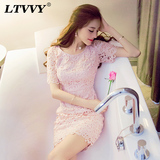 LTVVY2016夏新款韩版时尚女装性感蕾丝连衣裙名媛修身包臀礼服裙