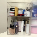 亚克力透明多层化妆品收纳盒防尘 桌面彩妆护肤品香水收纳柜带盖