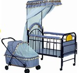 婴儿床摇篮床bb推车睡篮童床带防护栏小床带滚轮透气环保新生儿床