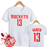 T恤火箭队球星霍华德大胡子哈登13号球衣男士夏季短袖圆领纯棉T恤