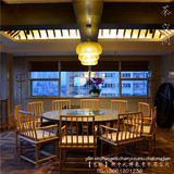 新中式老榆木家具仿古古典免漆中式家具实木简约餐桌大圆桌包厢桌
