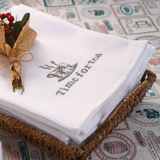 白色纯棉餐巾 高档欧式刺绣口布 西餐餐厅擦杯布折花布方巾