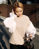 春季新款 tangostyle 韩国进口代购 拼接灯笼衬衫袖舒适卫衣即发