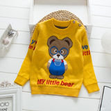 2015新款小男孩女宝宝小童套头羊绒衫 可爱小熊爆款打底外穿毛衣