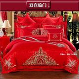 套 结婚礼床品纯棉床上用品大红六八十件套1.8m2.0米婚房婚庆四件