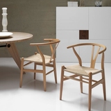 办公Y椅编藤叉骨椅北欧风实木餐椅 仿古中式围椅 现代简约咖啡椅