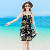 2016夏新款波西米亚吊带连衣裙海边度假休闲防晒雪纺沙滩短裙女