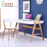 北欧宜家实木书桌现代简约白橡木家用电脑桌日式台式办公桌写字台