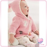 现货英国NEXT代购2015秋冬女宝宝婴儿粉紅色不不对称针织开衫毛衣