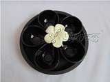 淳风芳香黑色陶瓷精油碗配木托盘DIY面膜美容调料碟芳疗工具新款